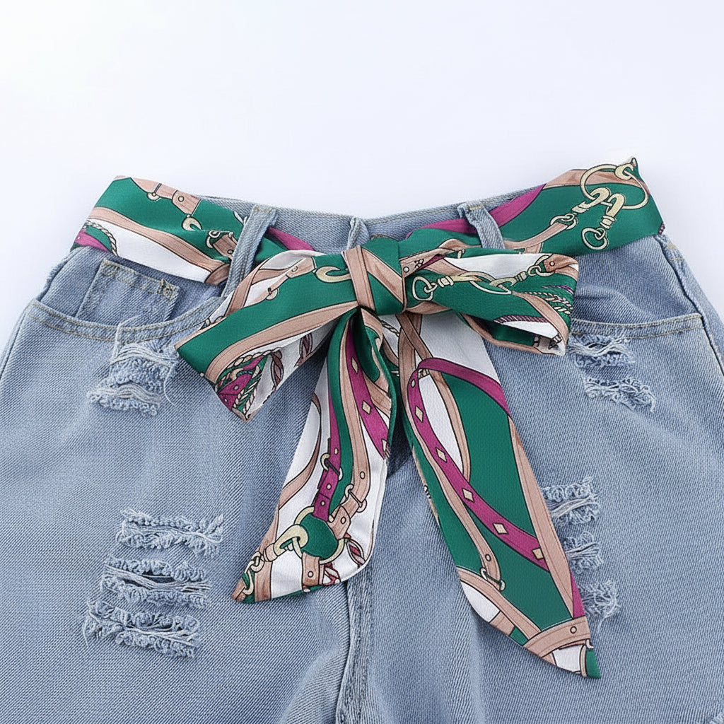 Ceinture foulard en mousseline de soie légère